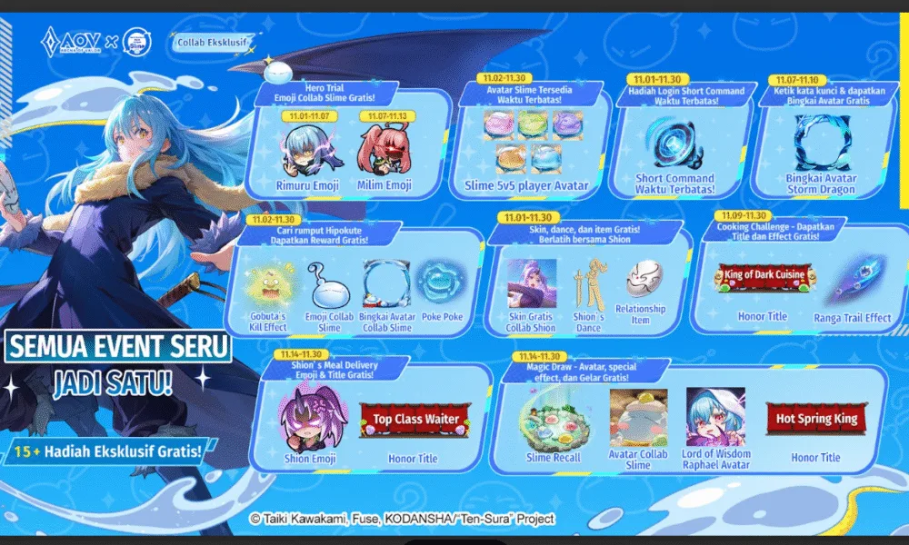 Rimuru Tempest Terjun ke Athanor! Kolaborasi Epik Arena of Valor × That Time I Got Reincarnated as a Slime Resmi Dimulai!