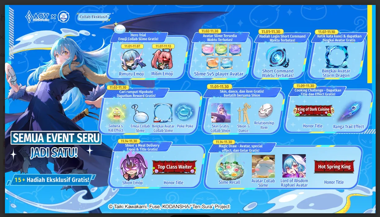 Rimuru Tempest Terjun ke Athanor! Kolaborasi Epik Arena of Valor × That Time I Got Reincarnated as a Slime Resmi Dimulai!