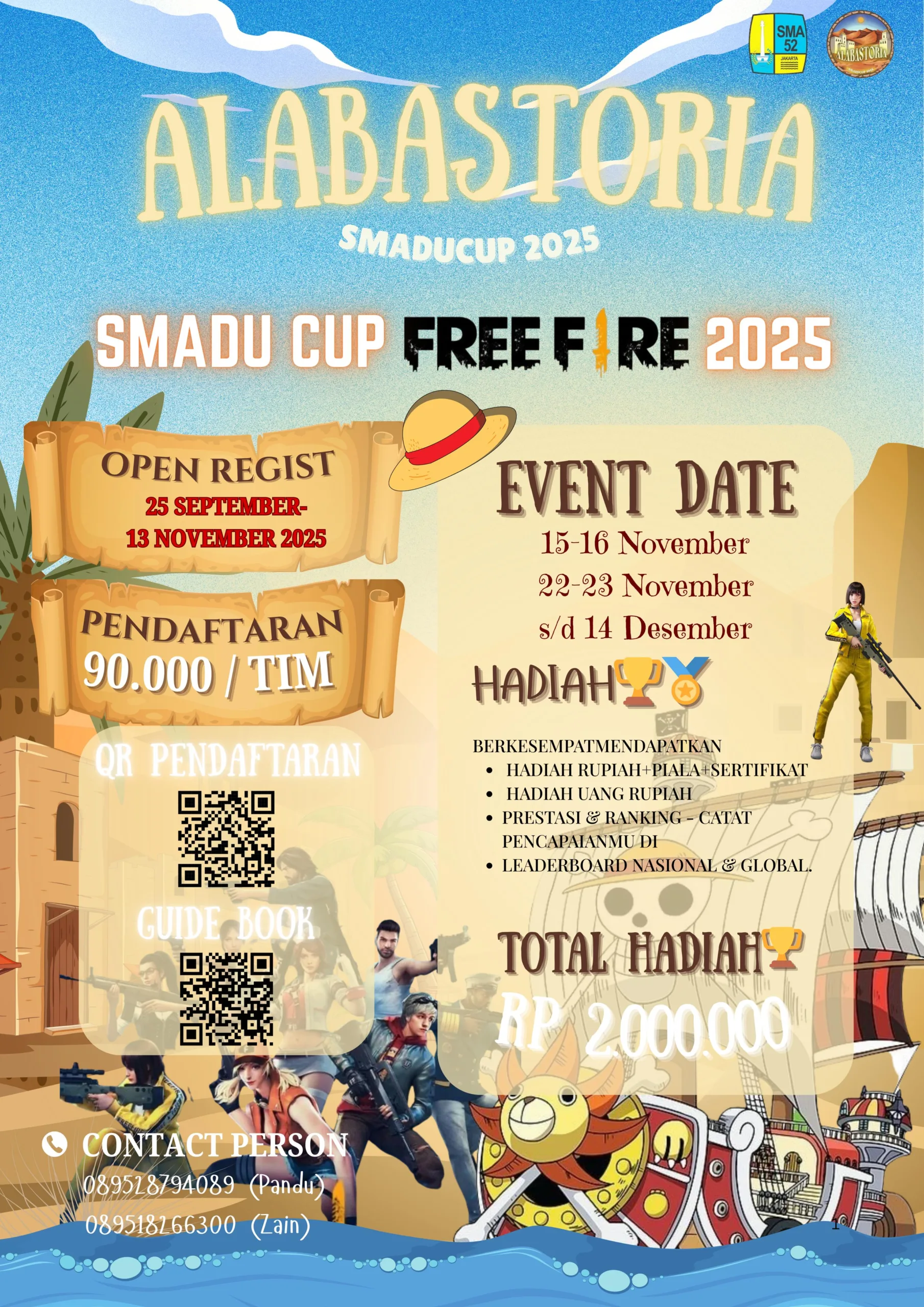 Poster Turnamen Free Fire SMADU CUP 2025 Pelajar Jakarta