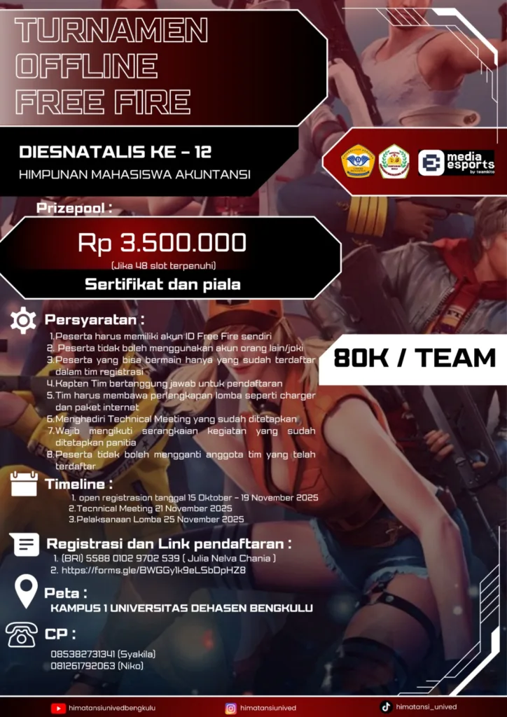 HIMA Akuntansi Unived Bengkulu Gelar Turnamen Offline Mobile Legends & Free Fire, Rebut Total Hadiah Jutaan Rupiah! 34 HIMA Akuntansi Unived Bengkulu Gelar Turnamen Offline Mobile Legends & Free Fire, Rebut Total Hadiah Jutaan Rupiah!